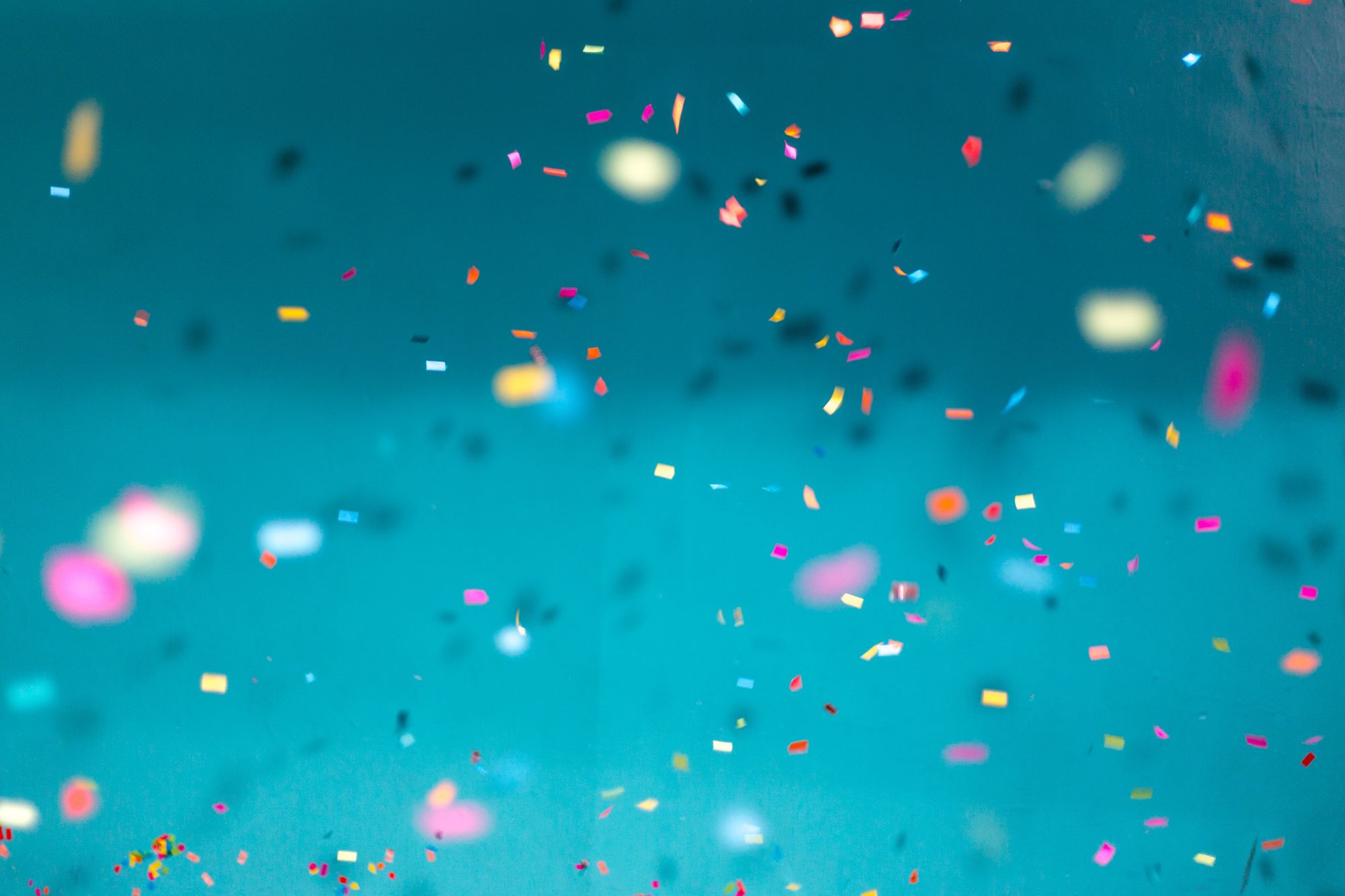 Stock photo of blue confetti.