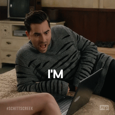 GIF of David from Schitt's Creek saying "I'm obsessed".