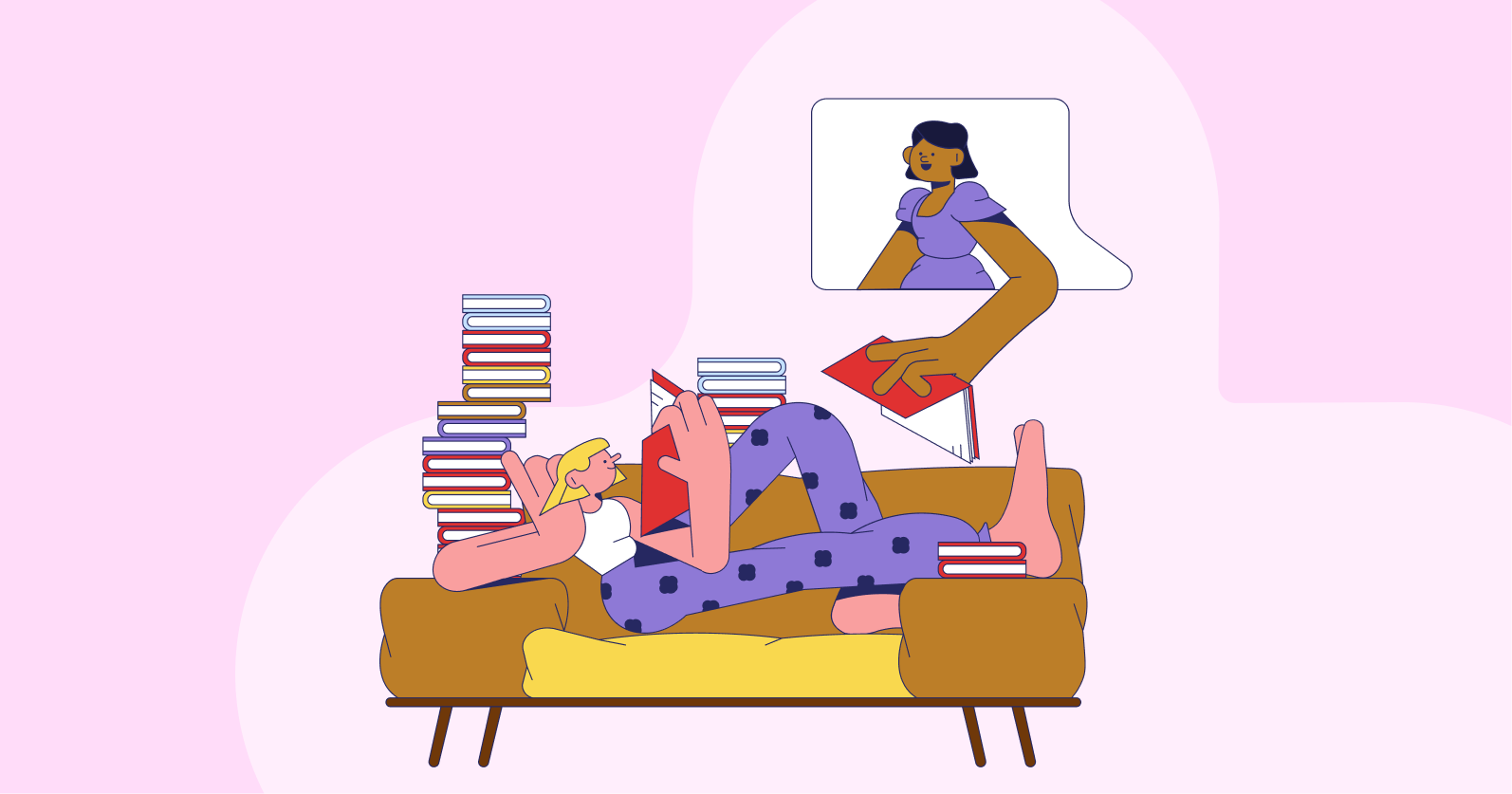 Illustration of a a book club.