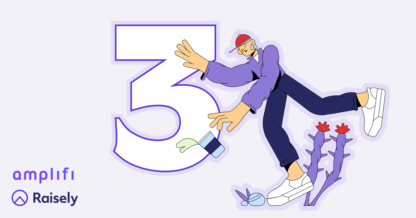 Illustration of a person tripping with a large number 3 in the background.