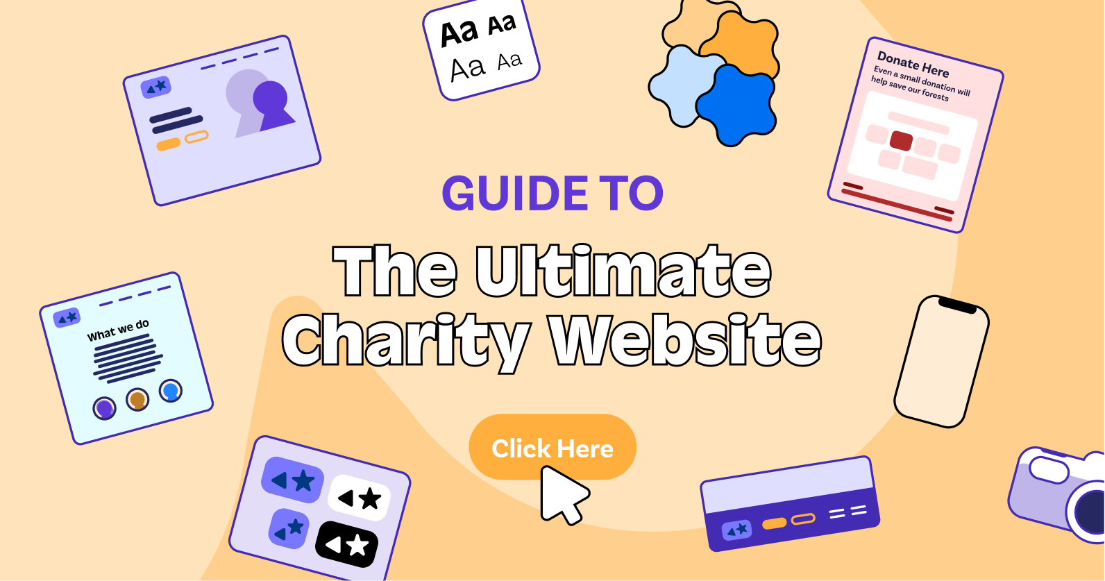 Illustrations of building a new charity website.