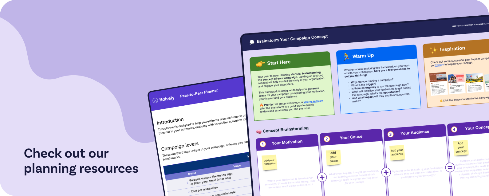 Raisely's peer-to-peer planning framework. Click to access!