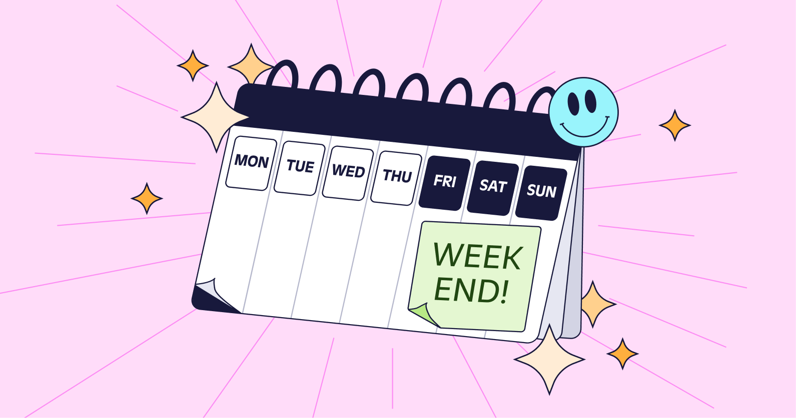 Illustration of a calendar with a four day work week.