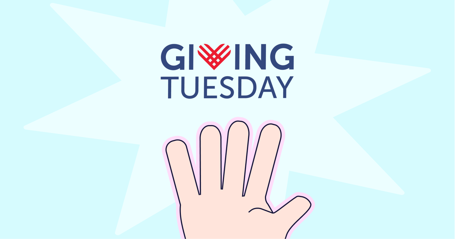 Illustration of a hand and the GivingTuesday logo.