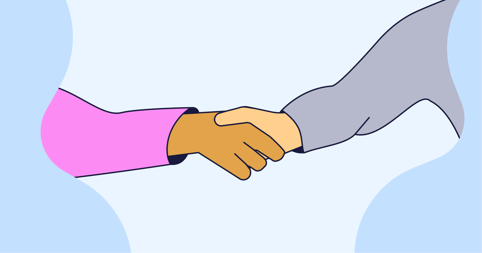 Illustration of two hands meeting to touch.