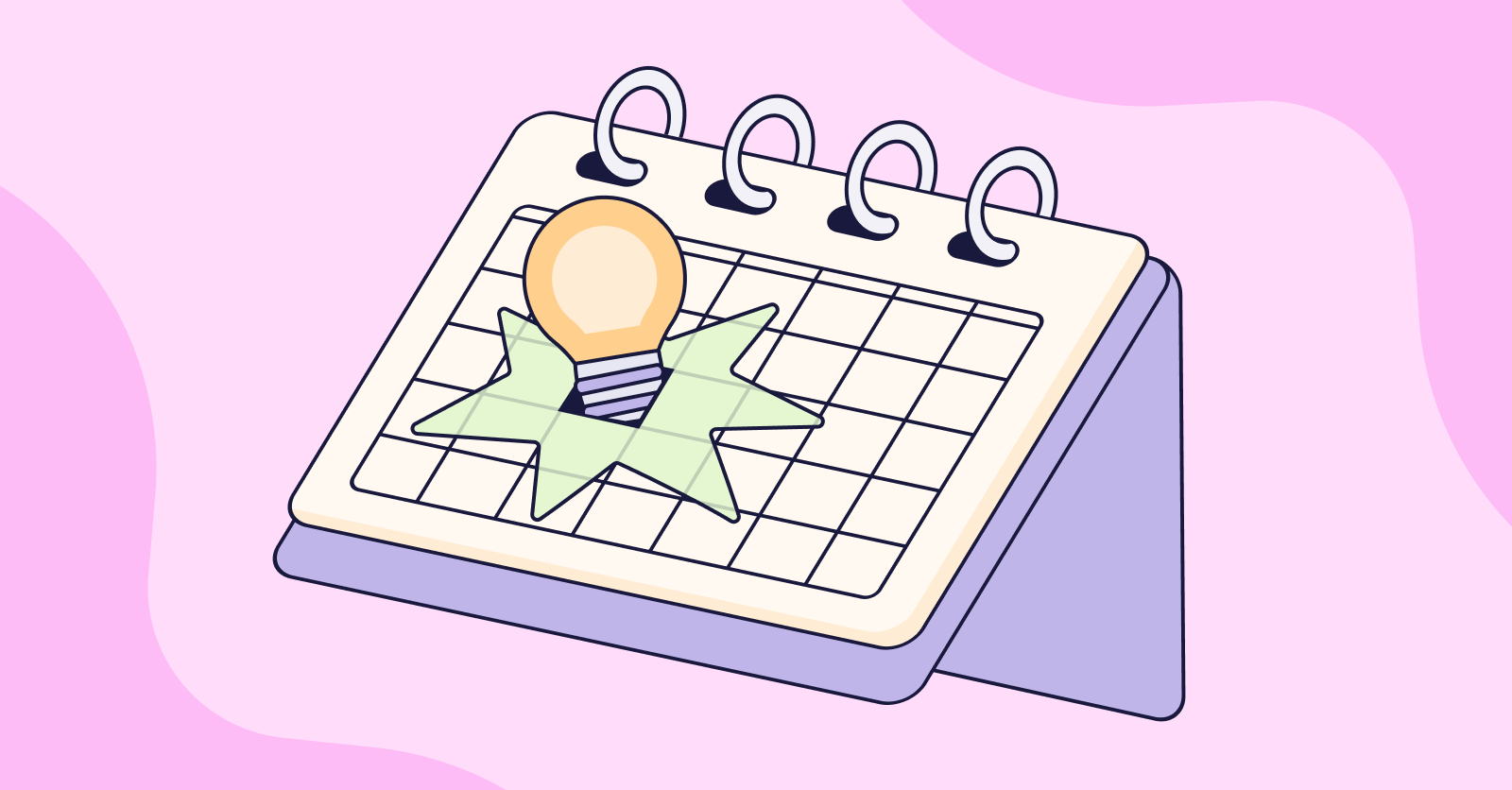 Illustration of a calendar with a light bulb.