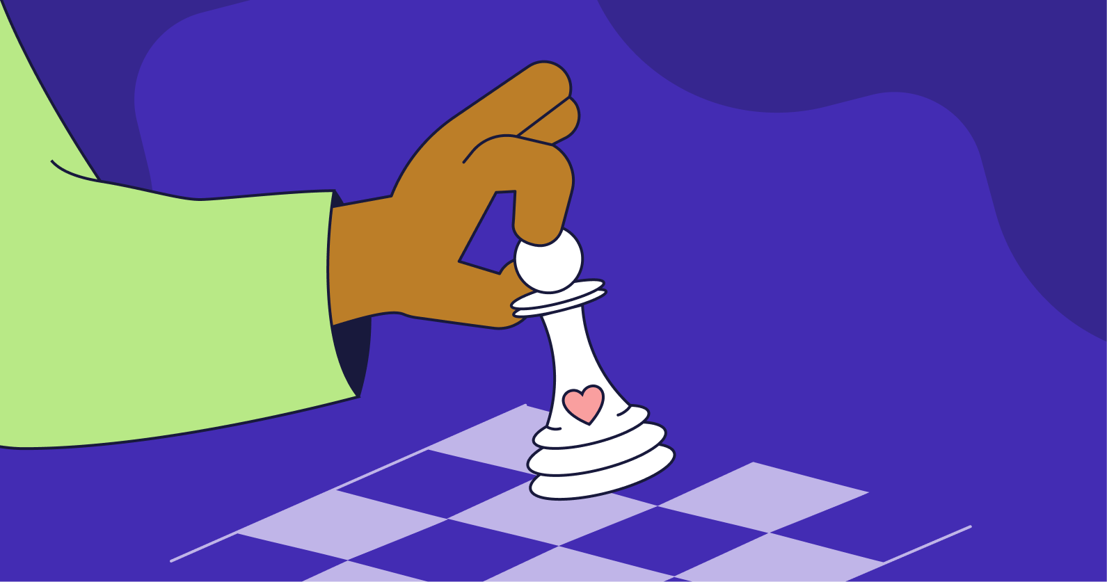 Illustration of a person moving a chess piece.