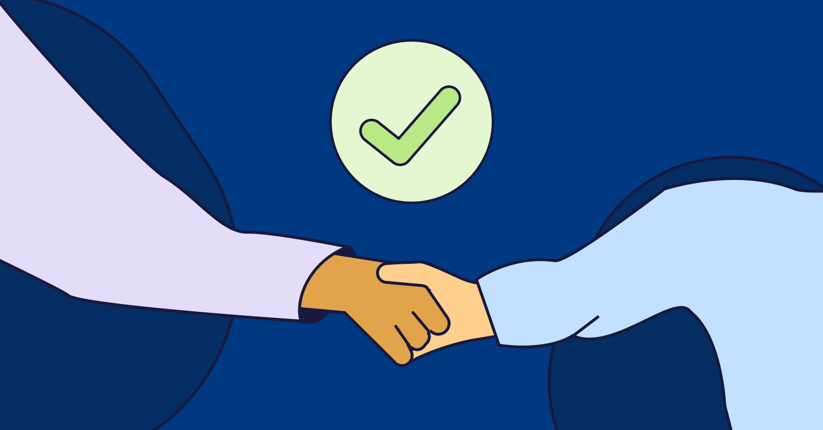 Illustration of two people shaking hands.