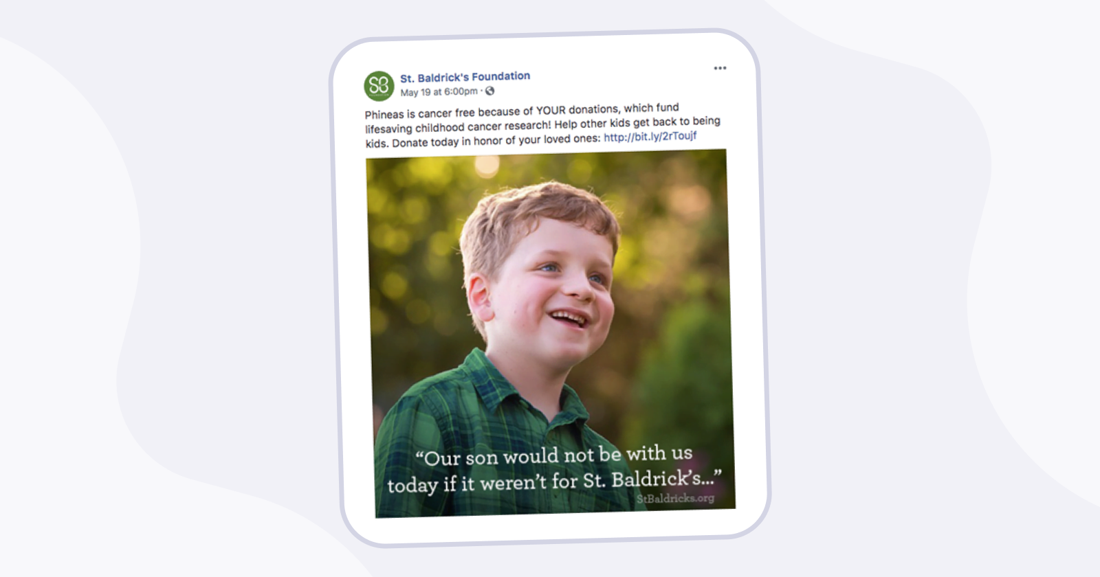 Screenshot of an example ad from St. Baldrick's Foundation.